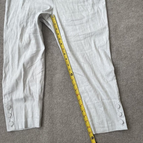 J Jill Pants Womens Medium Petite Light Grey Cropped Linen Stretch Button Detail - Picture 10 of 13